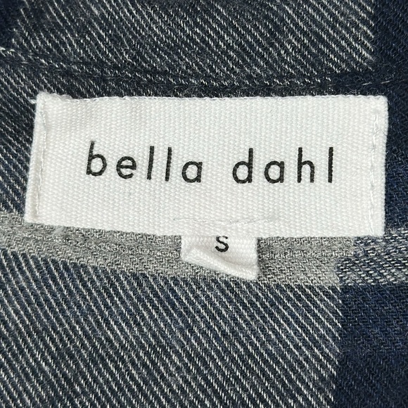 bella dahl Ryann Frayed Hem Blue and Grey Plaid Flannel Button Down Shirt Size S - Picture 11 of 16